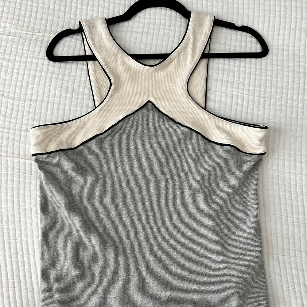 Maeve Two-Tone Gray and Cream Top - Picture 2 of 6